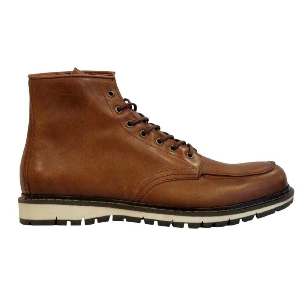 Firetrap Mens Wing Leather Contrast Sole Flat Ankle Boots / Tan